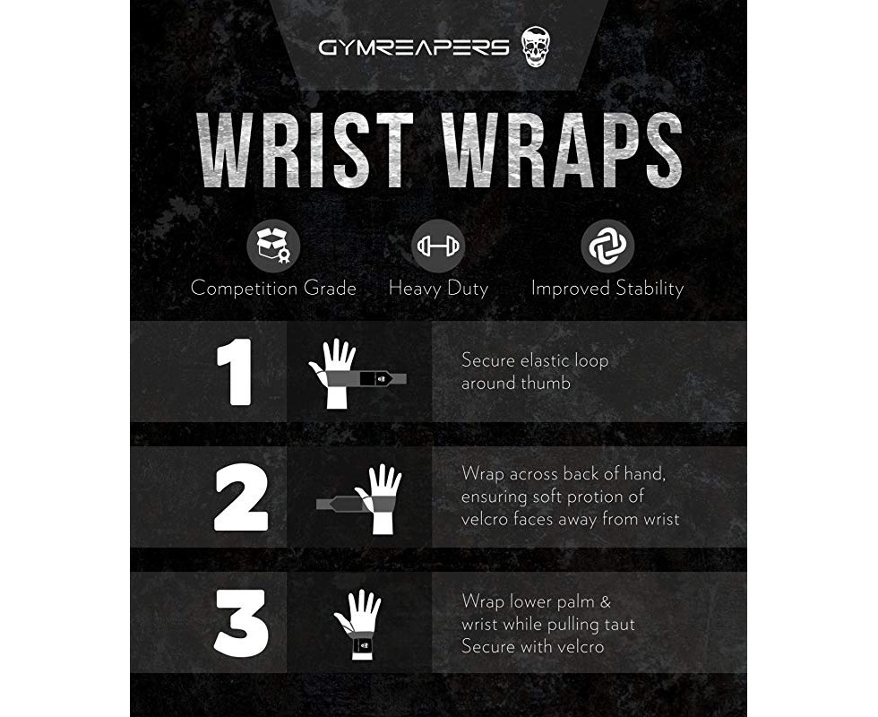 46cm , Black - Medium Stiff) - Gymreapers Wrist Wraps