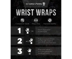 (46cm , Black - Medium Stiff) - Gymreapers Wrist Wraps Weightlifting - Stiff Heavy Duty 46cm Wraps with Thick Thumb Loop for Powerlifting, Bodybuilding, Cr