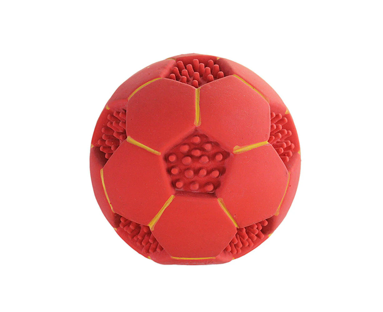 Paw Play 10cm Latex Nobby Soccer Ball Squeak Pet/Dog/Cat Chew/Play Toy Red