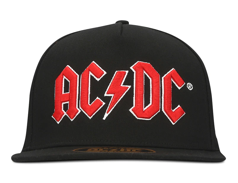 AC/DC Logo Flat Peak Cap - Black