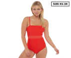 Bethenny Women's One Piece w/ Removable Strap Belt - Ruby Red