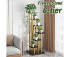 6 Tiers Metal Plant Stand Outdoor Indoor Multiple Flower Pots Rack Garden Shelf -Black