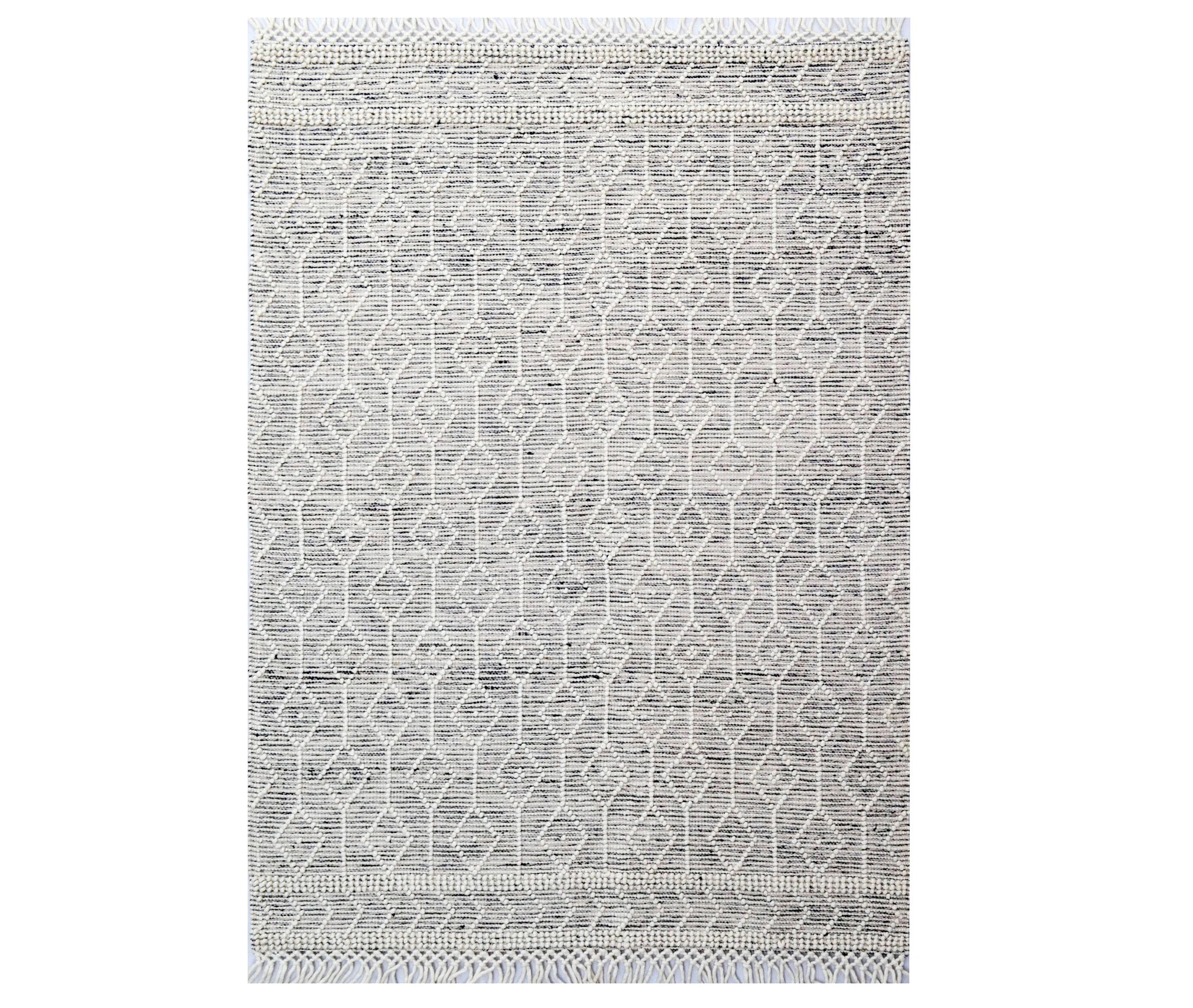 Designer Flatwoven Wool Rug - Aura 6237 - Ivory/Black