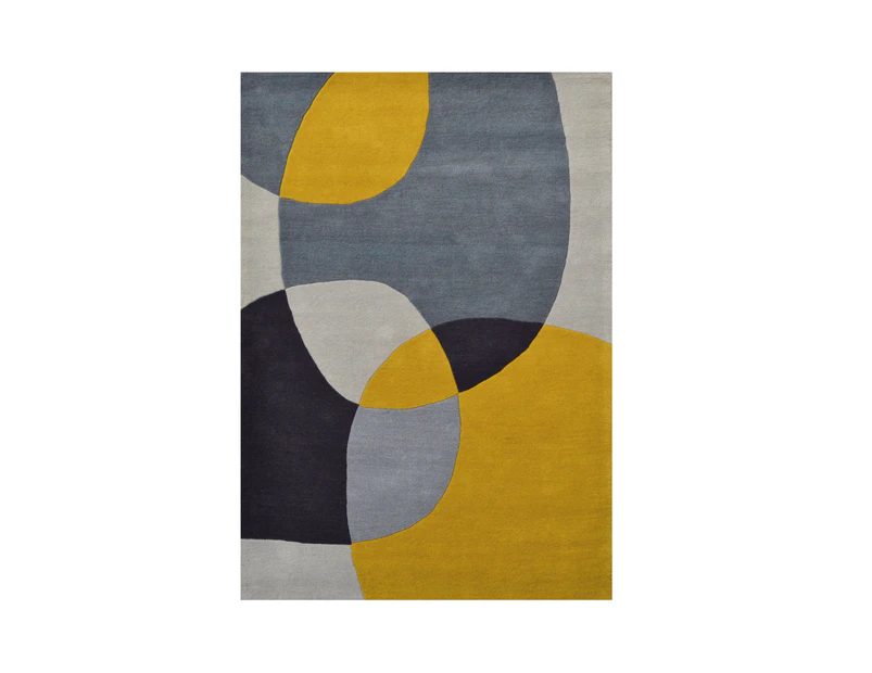 Modern Handmade Wool Rug - Pebbles 6232 - Yellow/Grey