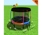 Kahuna Trampoline 10 ft with Basket ball set and Roof - Rainbow