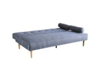 Sarantino 3 Seater Linen Sofa Bed Couch with Pillows - Dark Grey