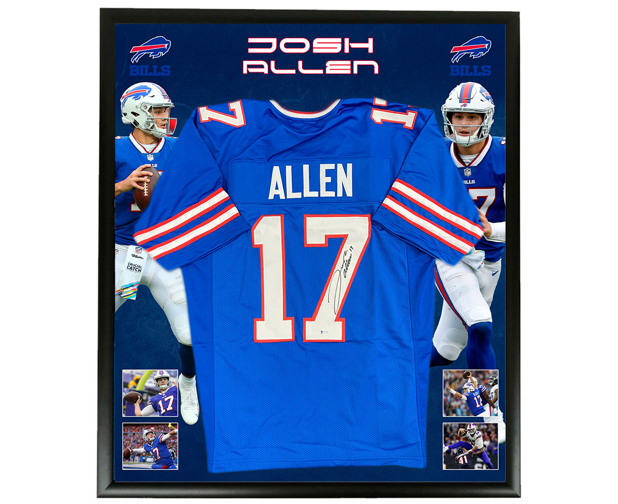 Josh Allen Autograph Jersey Nike Blue Framed 37×45