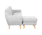 Linen Corner Wooden Sofa Lounge L-shaped with Left Chaise Light Grey