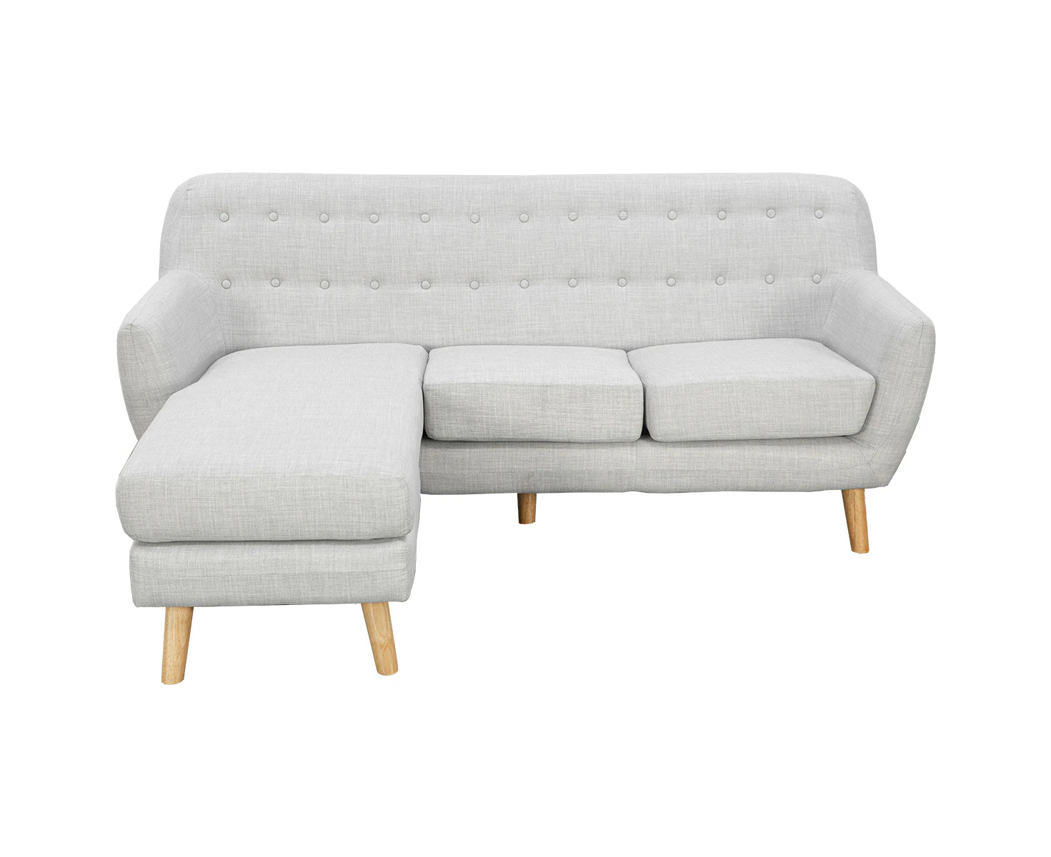 Sarantino Linen Corner Sofa Lounge L-shaped w/ Chaise Light Grey