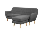 Linen Corner Sofa Couch Lounge L-shaped with Chaise - Dark Grey