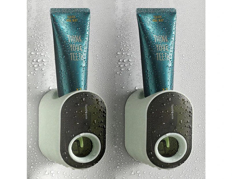 2 Pack wall mounted automatic toothpaste squeezer for bathroom-green