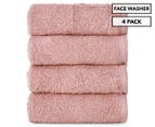 Luxury Living Ultra Plush 600GSM Face Washer 4-Pack - Pink