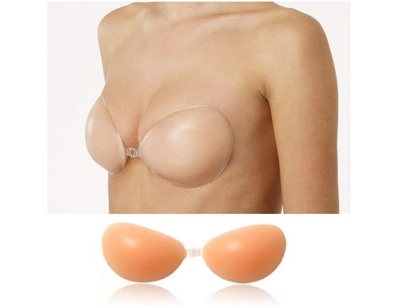 Womens Silicone Stick On Adhesive Chicken FilletsFreebra Push Up Bra Silicone - Nude 4Thick/Push Up Design