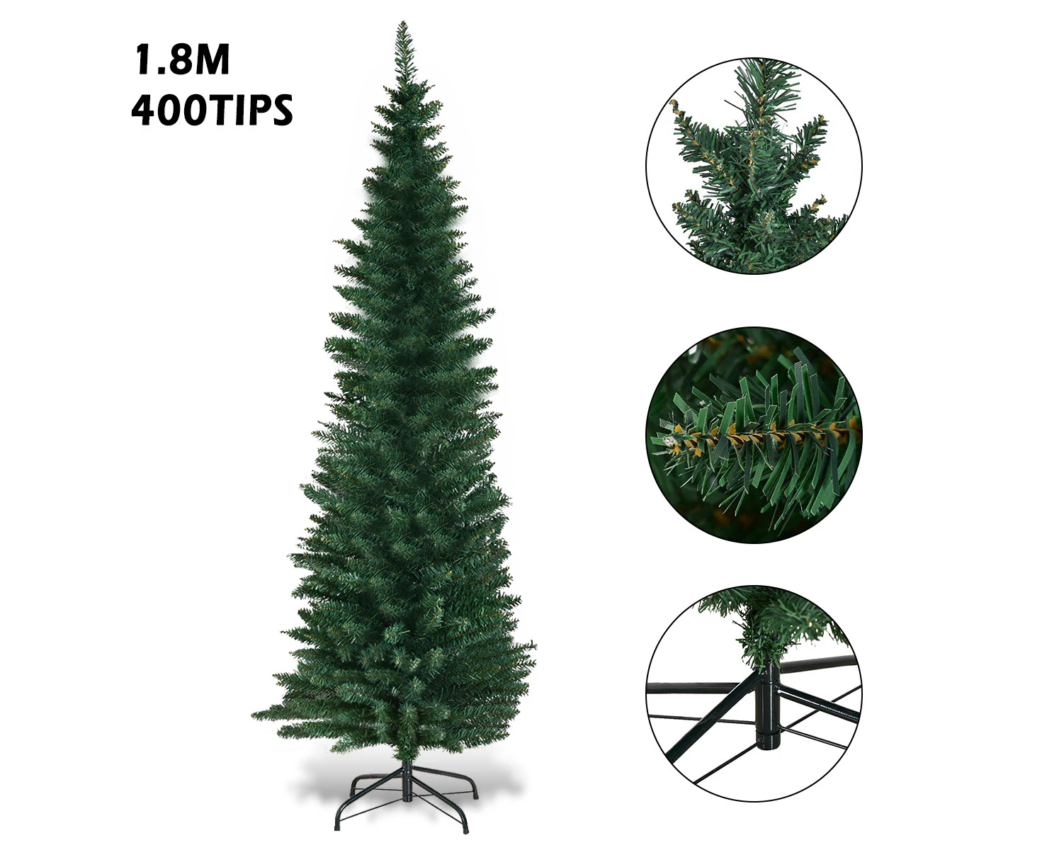 Giantex 1.8M Slim Fir Christmas Tree PVC Pencil Xmas Tree w/Foldable Metal Stand Indoor Outdoor Decor