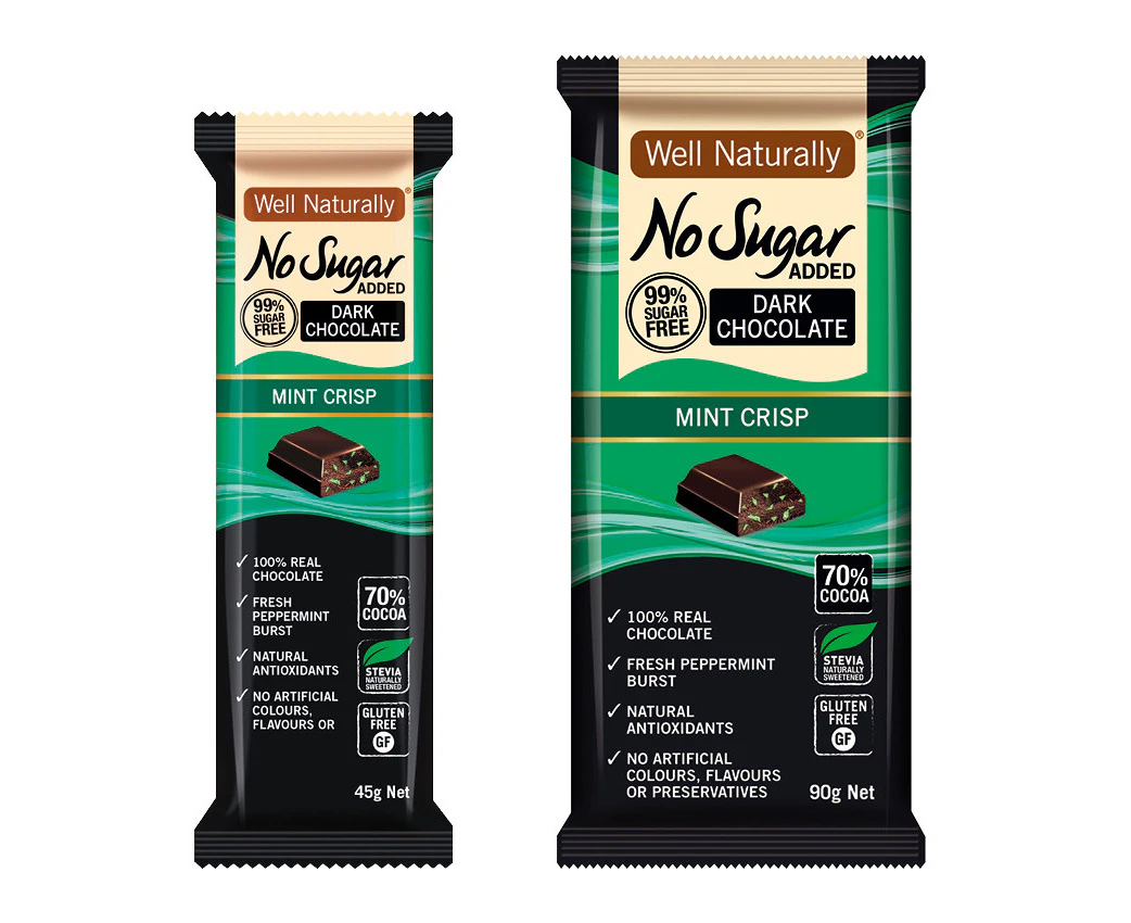 Well Naturally NSA Dark Chocolate Mint Crisp 45g (Pack of 16)