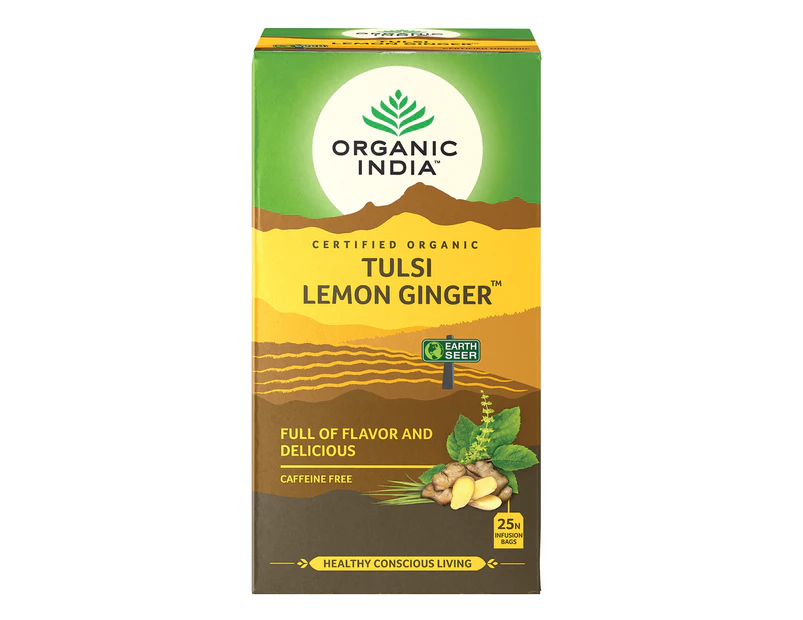 Organic India Tulsi Tea Lemon Ginger 25 Tea Bags