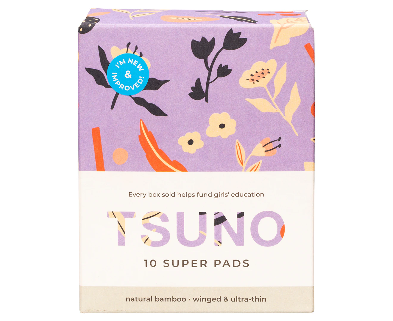 Tsuno Natural Bamboo Super Pads Winged & Ultra Thin 10pk