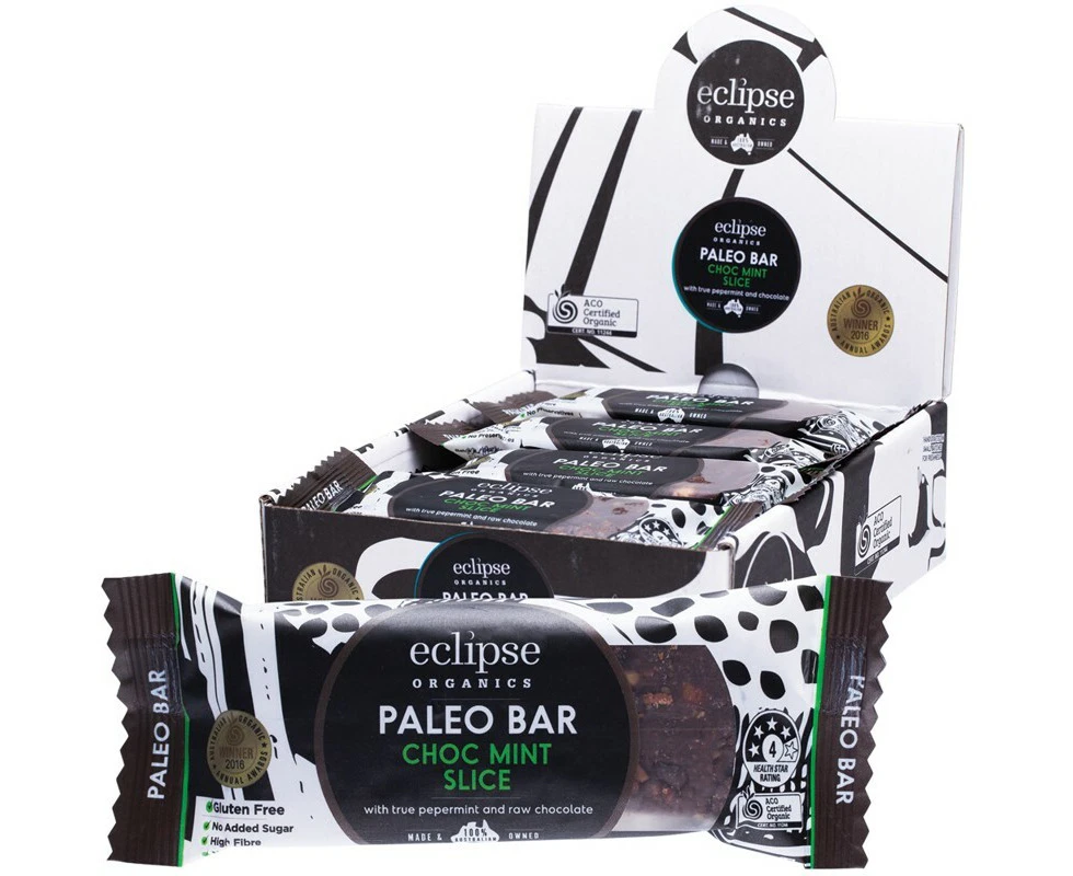 ECLIPSE ORGANICS Raw Paleo Bar Choc Mint Slice 45g 12PK