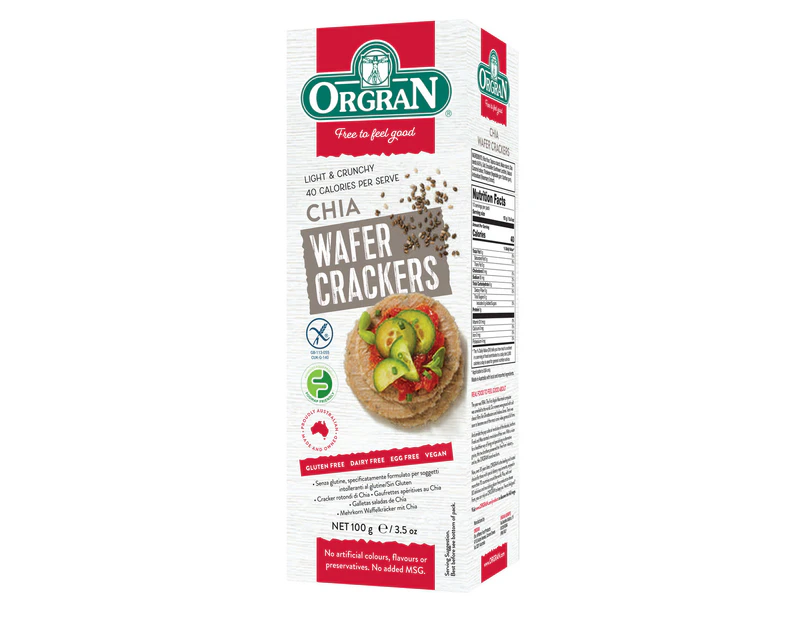 Orgran Crackers Chia Wafer 100g (Carton of 10)