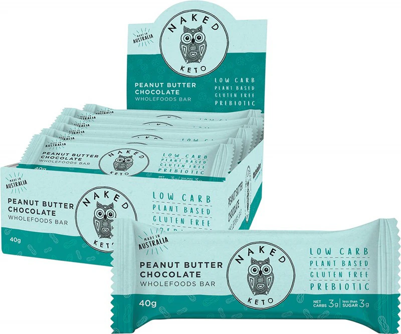 Naked Paleo Keto Bars Peanut Butter Chocolate 40g (Carton of 15)