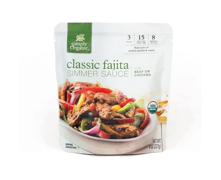 Simply Organic, Classic Fajita Simmer Sauce For Beef or Chicken, 8 oz (227 g)