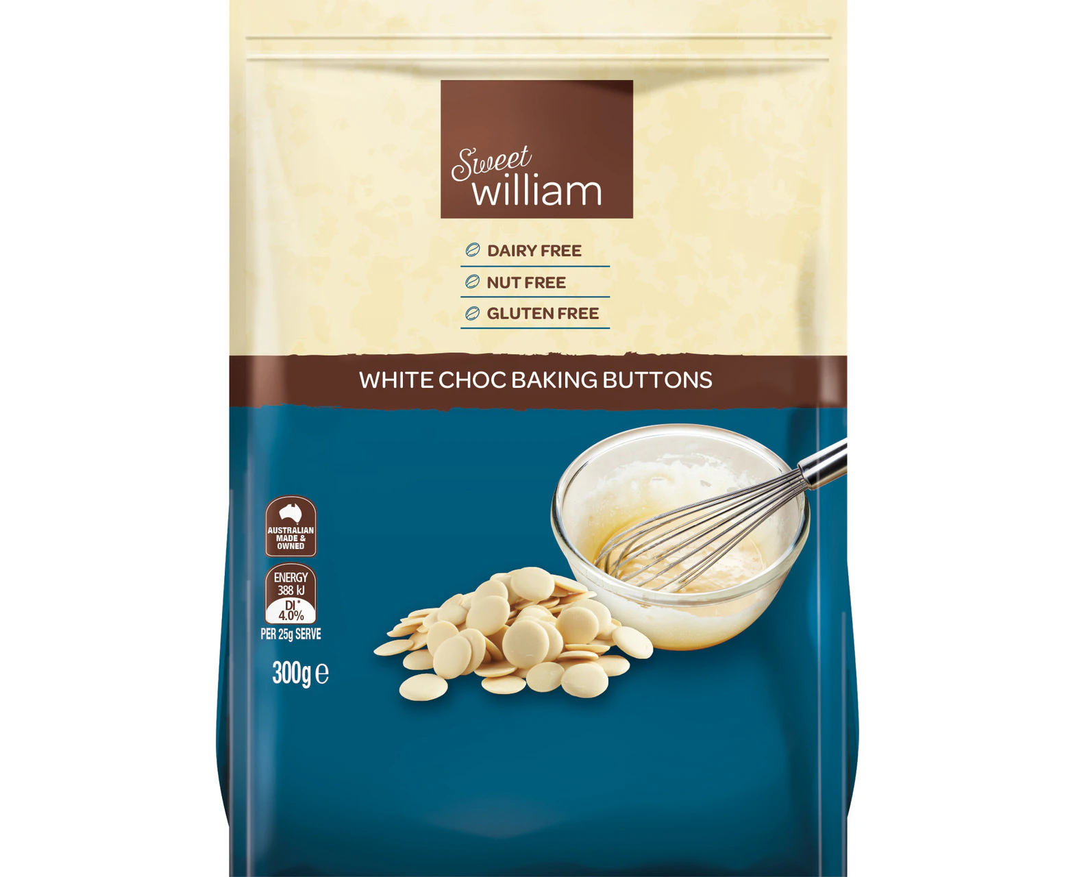 Sweet William Baking Buttons White Choc 300g (Pack of 5)