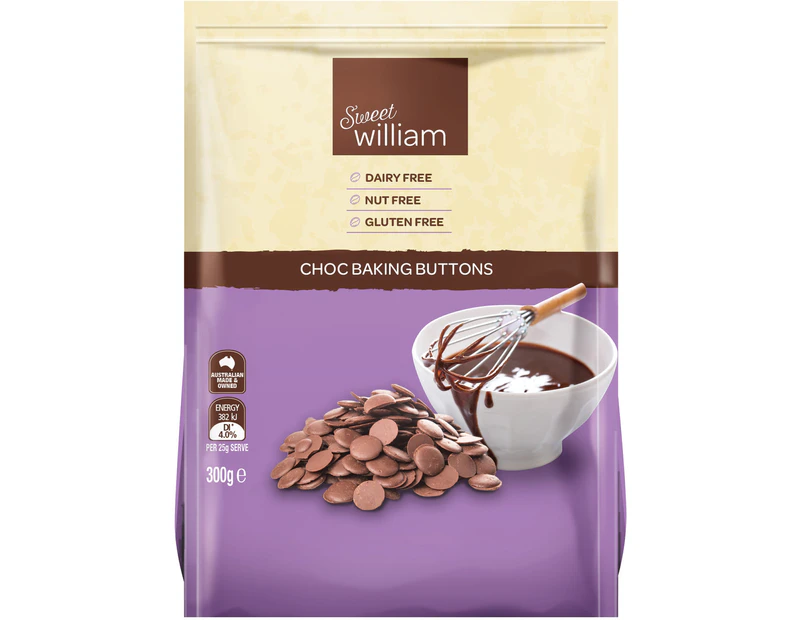 Sweet William Baking Buttons Mylk Choc 300g (Pack of 5)