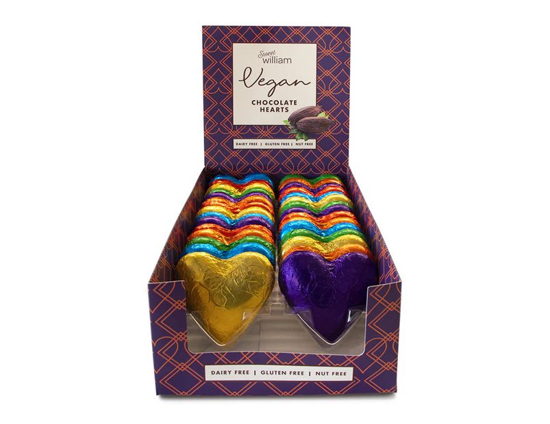 Sweet William Vegan Chocolate Hearts 30g (Pack of 30)