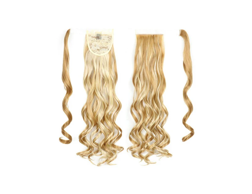 22" Medium Blonde Hair Extension Quality Synthetic Hair Ponytail Curly Wavy