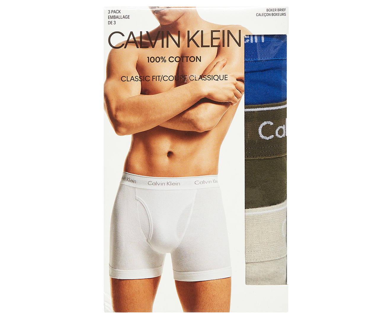 Calvin Klein Men's Cotton Classics Boxer Briefs 3-Pack - Green/Heather/Blue  