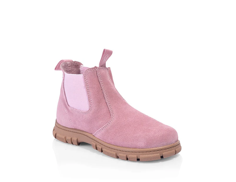 Grosby Ranch Junior Girls Boots School Leather Slip On Shoes - Pink Leather - Pink