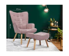 Oikiture Armchair Lounge Chair Ottoman Accent Armchairs Fabric Sofa Chairs Pink