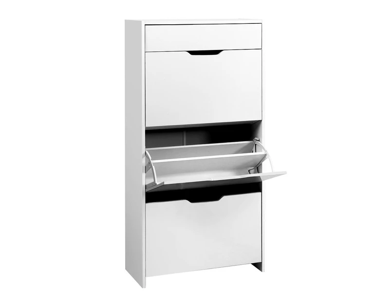 Artiss Shoe Cabinet High Gloss 3 Tier Shoes Storage Drawer