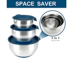 3-Piece Multipurpose Stainless Steel Mixing Bowls Set With Lids Blue