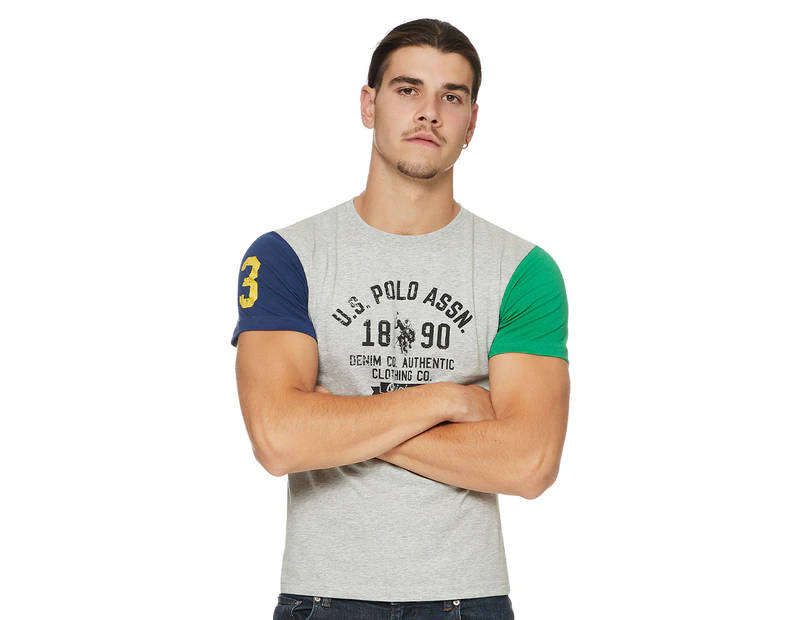 U.S. Polo Assn. Men's Camiseta Para Hombre Custom Fit Tee / T-Shirt / Tshirt - Heather Grey