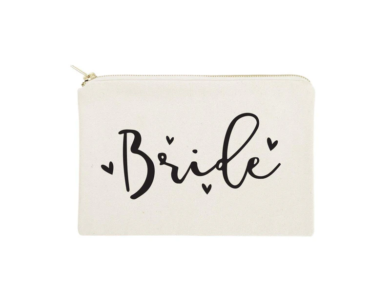 (Bride) - The Cotton & Canvas Co. Bride Wedding Cosmetic Bag, Bridal Party Gift and Travel Make Up Pouch