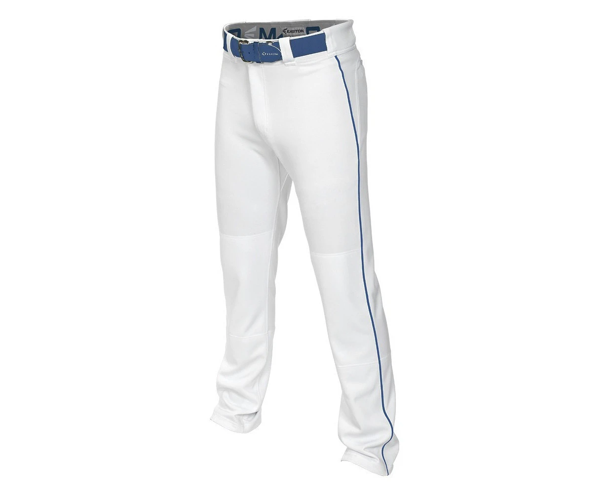 (Medium, White/Royal) - Easton Boys Mako II Piped Pants