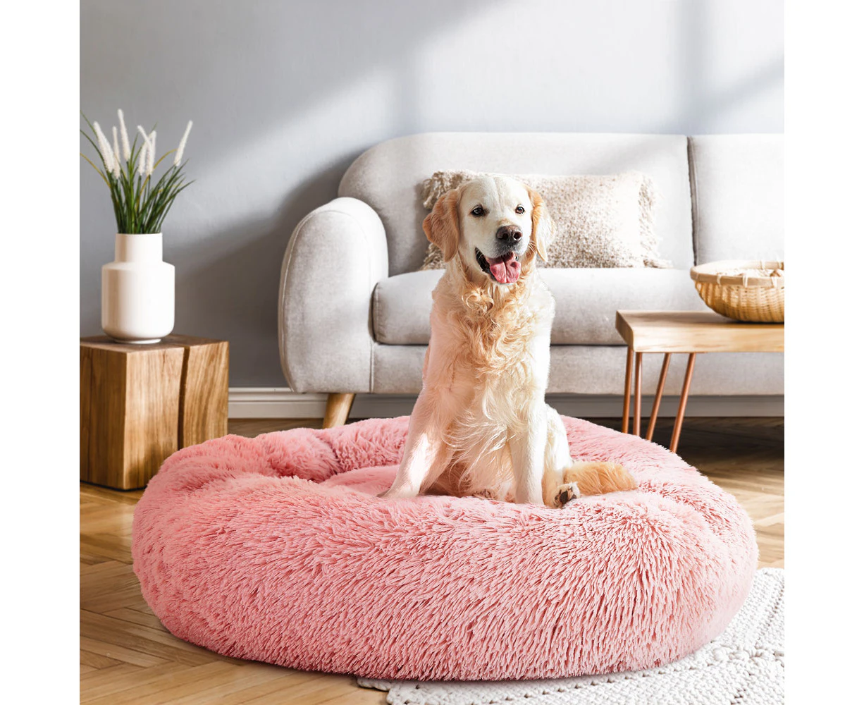 i.Pet Pet Bed Dog Cat 90cm Large Calming Soft Plush Pink