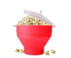 BPA Free Silicone Microwave Popcorn Maker Collapsible Bowl -Red