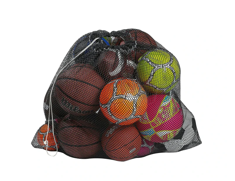 (60cm  x 90cm , Black) - Mesh Equipment Bag - 32” x 36” and 24” x 36” - Adjustable, sliding drawstring cord closure. Perfect mesh bag for parent or coach,