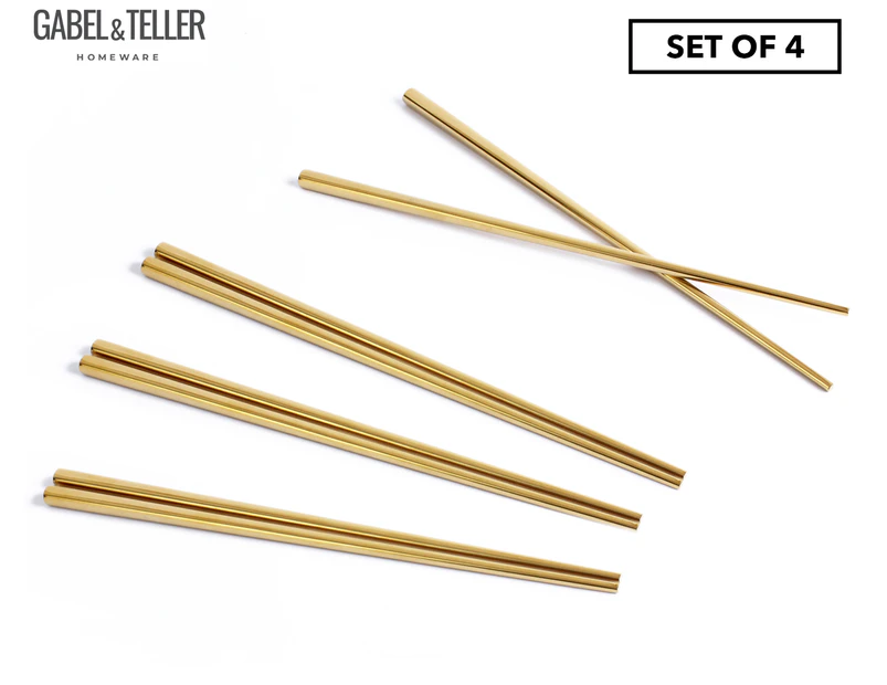 Gabel & Teller Satin 4-Setting Chopstick Set - Gold
