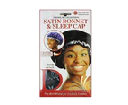 (Black) - Donna's Premium Reversible Satin Bonnet & Sleep Cap (Black)
