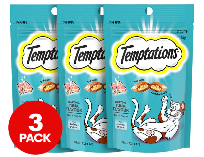 3 x Temptations Cat Treats Tempting Tuna 85g