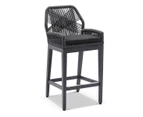 Hugo Outdoor Aluminium and Rope Bar Stool - Outdoor Chairs - Charcoal