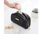 (Black) - Makeup Bag, Wuhua Gold Pattern Cosmetic Bag with Zipper, Toiletry/Travel Bag for Women, Single Layer Storage Bag for Brushes Jewellery Accessorie