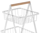Boxsweden 2-Tier Wire Bench Top Stand w/ Handle - White/Natural