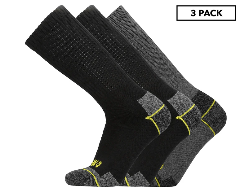 Munka Men's Industrial Crew Work Socks 3-Pack - Black/Charcoal Marle