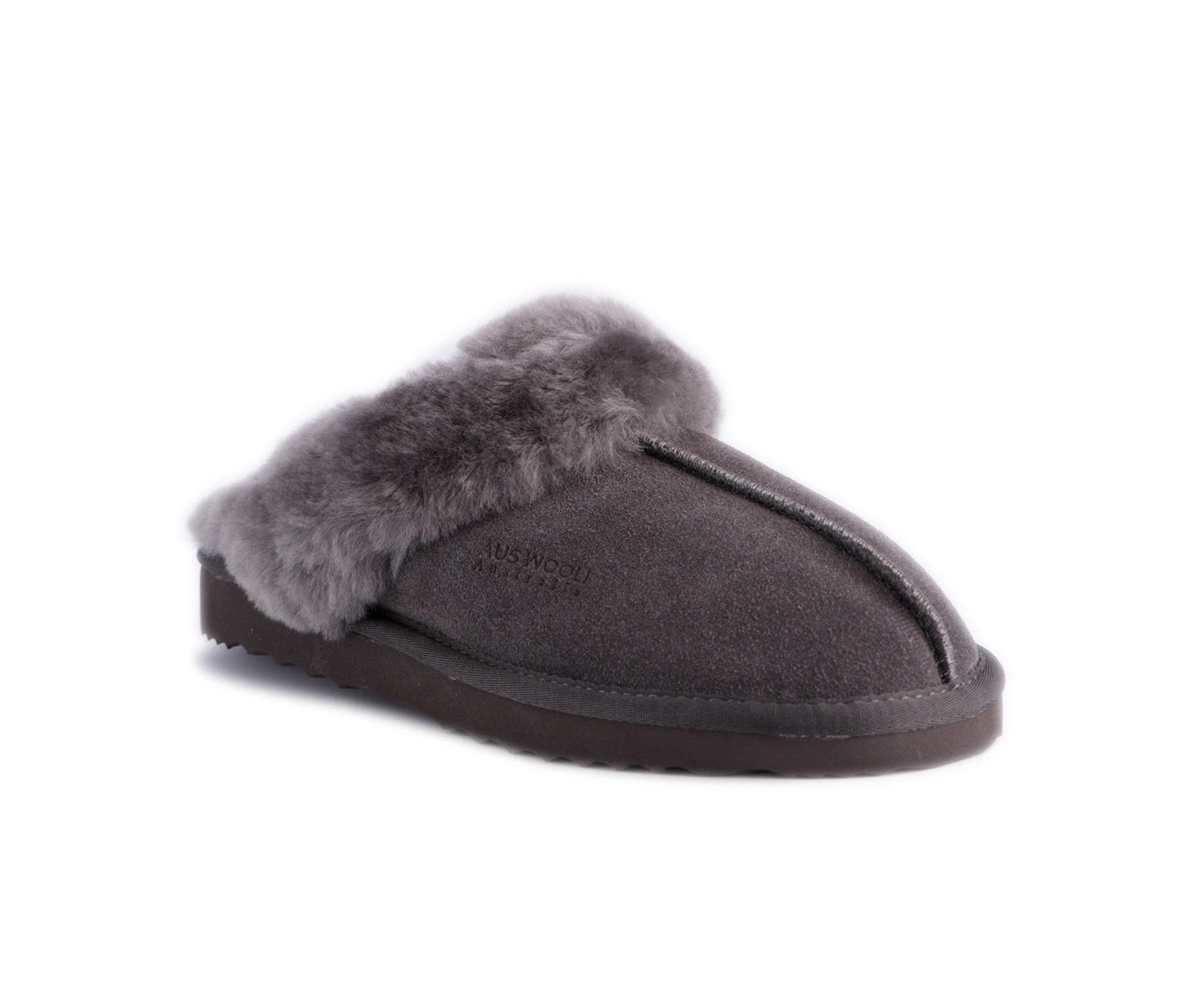 Aus Wooli Ugg Sydney Unisex Sheepskin Wool Slippers - Grey