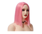 Pink Wig for Women Synthetic Bob Wigs Straight Hair Middle Part Colourful Cosplay Party Halloween Wig for Girl 30cm