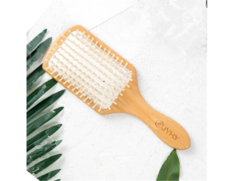 (White Wood Pins) - JYHY Keratin Oil Infused Natural Wooden Massage Hair paddle Brush/Beauty SPA Massager Massage Comb/Big Size Hair Detangler Brush Improv